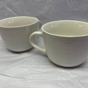 Dowan Coffee Mugs White Ceramic 3" deep, 4.5" top diameter, Lot of 2
